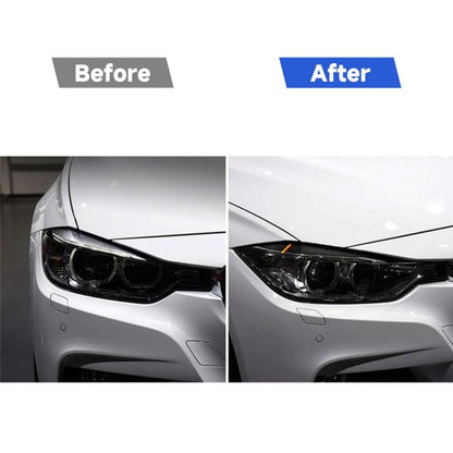1 คู่สีเหลืองสีแดงคาร์บอนไฟเบอร์รถคิ้วสติกเกอร์ตกแต่งสำหรับ BMW F30 2013-2015, Lamp Eyebrow(Yellow Red Color)