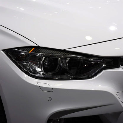 1 คู่สีเหลืองสีแดงคาร์บอนไฟเบอร์รถคิ้วสติกเกอร์ตกแต่งสำหรับ BMW F30 2013-2015, Lamp Eyebrow(Yellow Red Color)