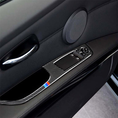 2 ชิ้นสามสีคาร์บอนไฟเบอร์รถซ้ายขับรถยกแผงสติกเกอร์ตกแต่งสำหรับ BMW E92 20052012, เส้นผ่านศูนย์กลาง: 40.4 ซม., Diameter: 40.4cm(Three Color)