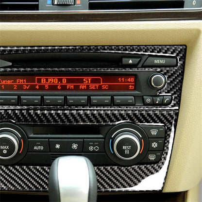 คาร์บอนไฟเบอร์รถ Central Control CD แผงสติกเกอร์ตกแต่งสำหรับ BMW E90 / E92 2005-2012, non นำทางไม่มีรู, CD Panel(Non Navigation without Hole)