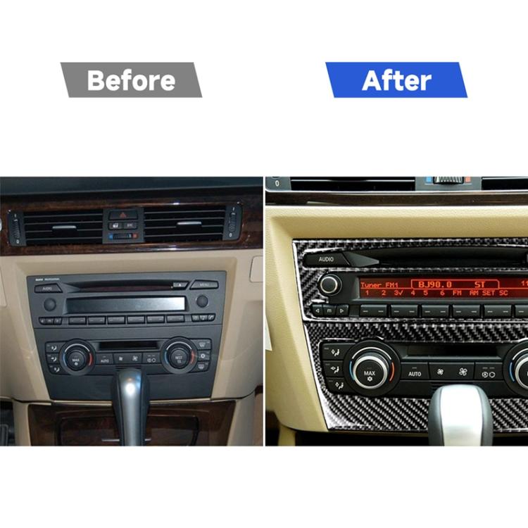 คาร์บอนไฟเบอร์รถ Central Control CD แผงสติกเกอร์ตกแต่งสำหรับ BMW E90 / E92 2005-2012, non นำทางไม่มีรู, CD Panel(Non Navigation without Hole)