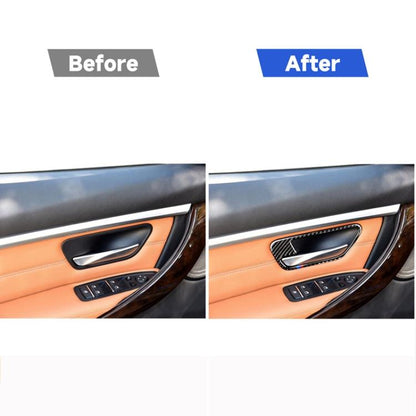 สามสีคาร์บอนไฟเบอร์รถประตูชามสติกเกอร์ตกแต่งสำหรับ BMW F30 2013-2018 / F34 2013-2017, Door Bowl(Three Color), Door Bowl