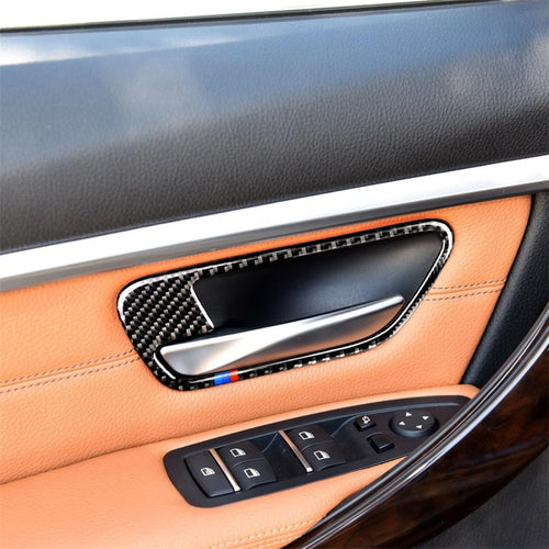 สามสีคาร์บอนไฟเบอร์รถประตูชามสติกเกอร์ตกแต่งสำหรับ BMW F30 2013-2018 / F34 2013-2017, Door Bowl(Three Color), Door Bowl