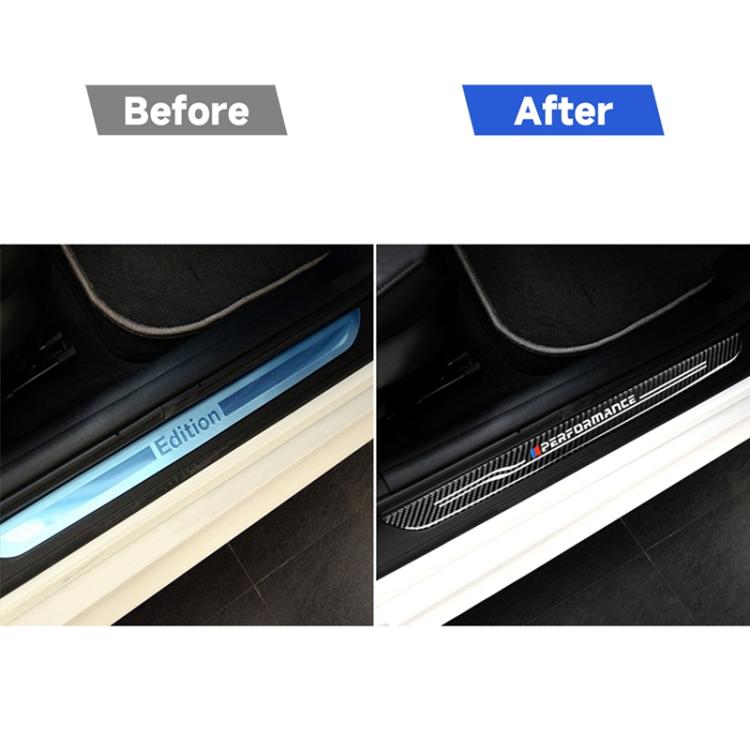 High Edition คาร์บอนไฟเบอร์รถประตูเกณฑ์สติกเกอร์ตกแต่งสำหรับ BMW E90 2005-2012, High Edition Door Threshold, Low Edition Door Threshold