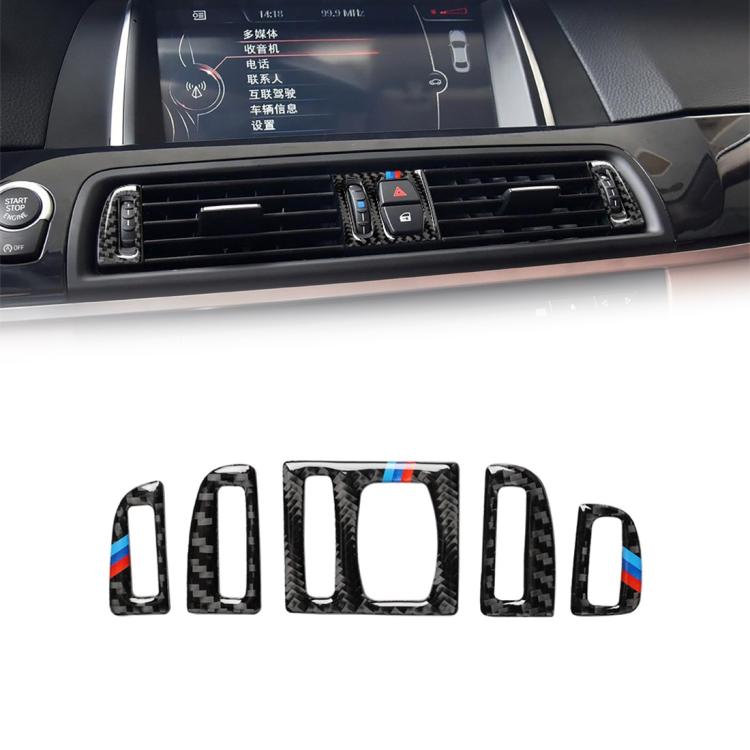 5 ชิ้นคาร์บอนไฟเบอร์รถยนต์อากาศ O Utlet ตกแต่งสติ๊กเกอร์สำหรับ BMW 5 Series F10 2011-2017, Air Outlet(Three Color), Air Outlet