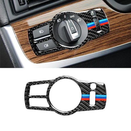 สวิตช์ไฟหน้ารถคาร์บอนไฟเบอร์สามสีสติ๊กเกอร์ตกแต่งสำหรับ BMW ซีรีส์ 5 F01 / F10 / F07 / F25 / F26 เหมาะสำหรับการขับขี่ทางซ้าย, Headlight Switch(Three Color), Headlight Switch
