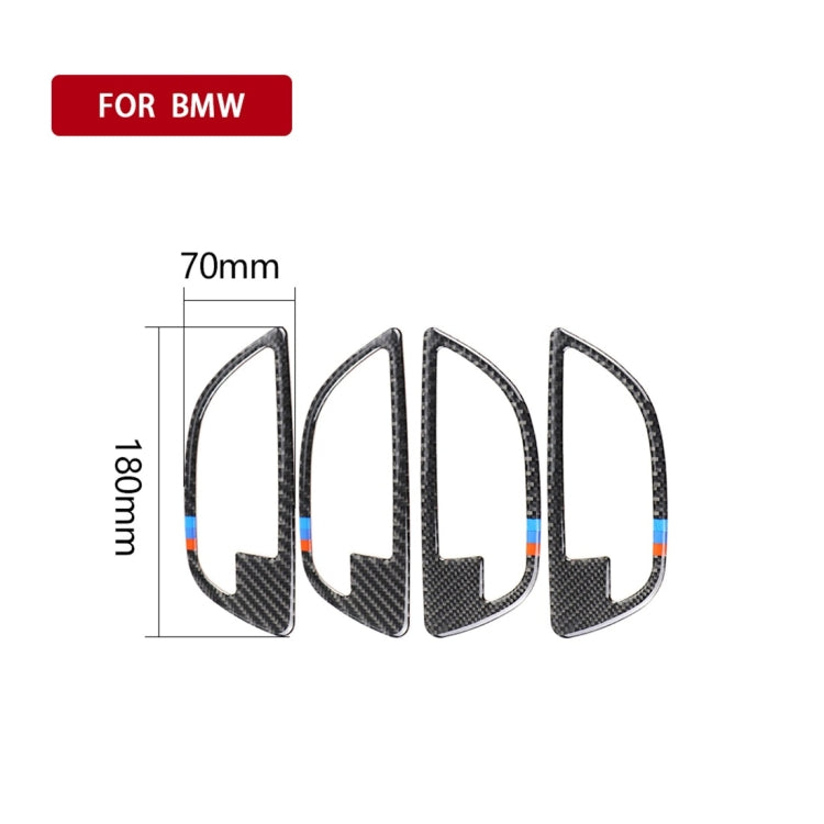 4 ชิ้นคาร์บอนไฟเบอร์รถมือจับประตูกรอบตกแต่งสติ๊กเกอร์สำหรับ BMW 5 Series F10 2011-2017, Door Handle Frame(Three Color), Door Handle Frame