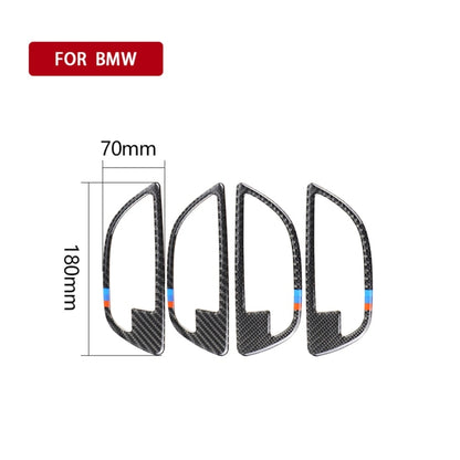 4 ชิ้นคาร์บอนไฟเบอร์รถมือจับประตูกรอบตกแต่งสติ๊กเกอร์สำหรับ BMW 5 Series F10 2011-2017, Door Handle Frame(Three Color), Door Handle Frame