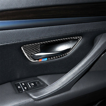 4 ชิ้นคาร์บอนไฟเบอร์รถมือจับประตูกรอบตกแต่งสติ๊กเกอร์สำหรับ BMW 5 Series F10 2011-2017, Door Handle Frame(Three Color), Door Handle Frame