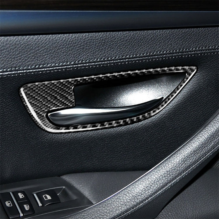 4 ชิ้นคาร์บอนไฟเบอร์รถมือจับประตูกรอบตกแต่งสติ๊กเกอร์สำหรับ BMW 5 Series F10 2011-2017, Door Handle Frame(Three Color), Door Handle Frame