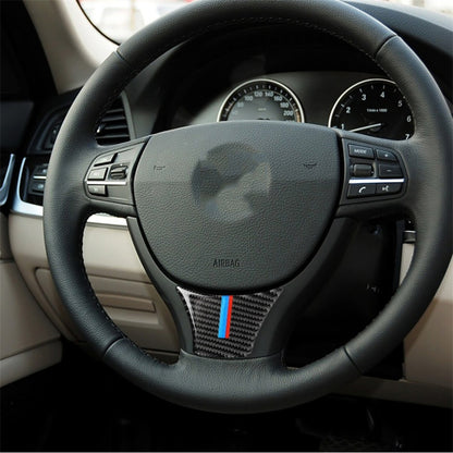 B Edition สามสีคาร์บอนไฟเบอร์รถขนาดใหญ่พวงมาลัยสติกเกอร์ตกแต่งสำหรับ BMW 5 Series F10 F18 2011-2017, Large Steering Wheel(Three Color), Large Steering Wheel(Yellow Red), Large Steering Wheel