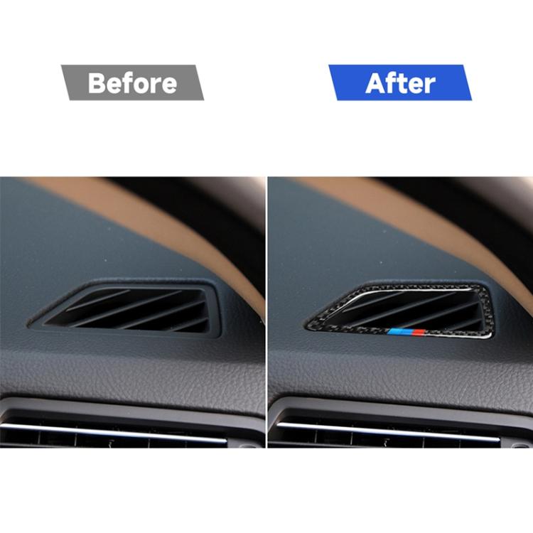คาร์บอนไฟเบอร์รถ Air Outlet ตกแต่งสติกเกอร์สำหรับ BMW 5 Series F07 5GT 535i 2010-2016, เหมาะสำหรับขับรถด้านซ้าย, Instrument Air Outlet(Three Color), Instrument Air  Outlet