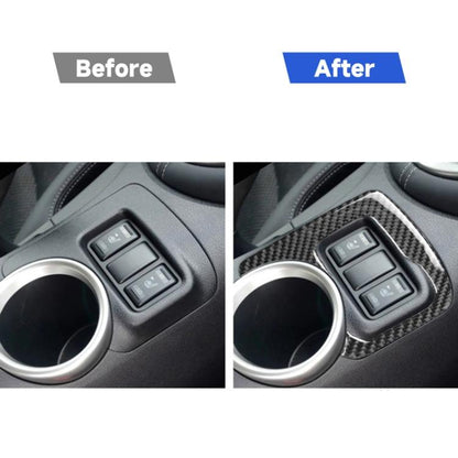 คาร์บอนไฟเบอร์ Central Control ปุ่มทำความร้อนสติกเกอร์ตกแต่งสำหรับ Nissan 370Z Z34 2009-, ซ้ายและขวา Universal, Central Control Heating Button
