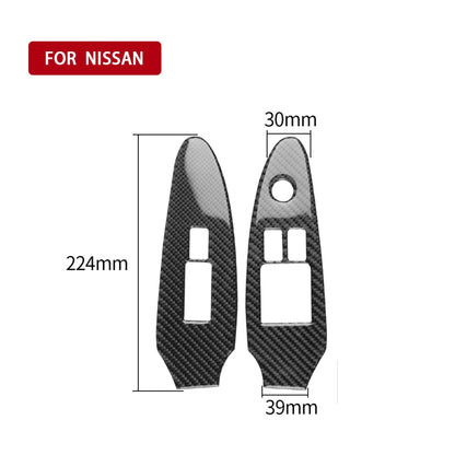 2 ชิ้นคาร์บอนไฟเบอร์หน้าต่างยกแผงสติกเกอร์ตกแต่งสำหรับนิสสัน 370Z Z34 2009-, ไดรฟ์ขวาต่ำกำหนดค่า, Window Lift Panel Right Drive