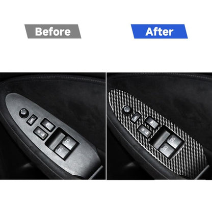 2 ชิ้นคาร์บอนไฟเบอร์หน้าต่างยกแผงสติกเกอร์ตกแต่งสำหรับนิสสัน 370Z Z34 2009-, ไดรฟ์ขวาต่ำกำหนดค่า, Window Lift Panel Right Drive