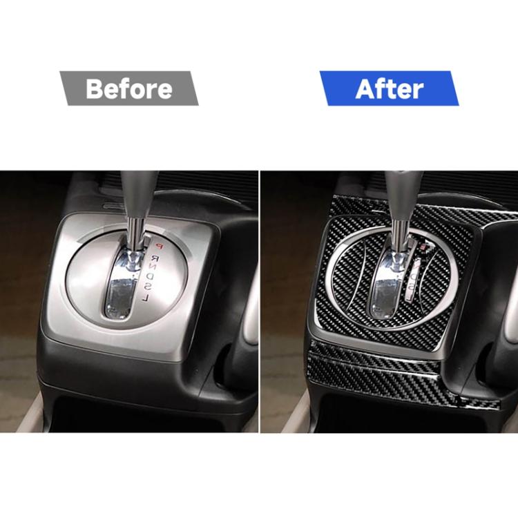 8 ใน 1 รถคาร์บอนไฟเบอร์เกียร์อัตโนมัติชุดแผงตกแต่งสติกเกอร์สำหรับ Honda Civic 8th Generation 2006-2011, ขวาไดรฟ์, Automatic Gear Panel Set, Right Drive