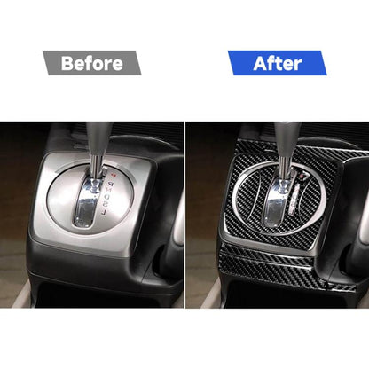 8 ใน 1 รถคาร์บอนไฟเบอร์เกียร์อัตโนมัติชุดแผงตกแต่งสติกเกอร์สำหรับ Honda Civic 8th Generation 2006-2011, ขวาไดรฟ์, Automatic Gear Panel Set, Right Drive