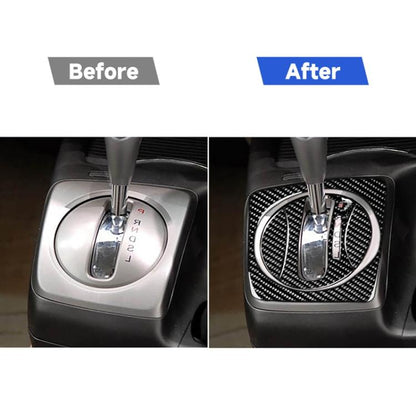 4 ใน 1 รถคาร์บอนไฟเบอร์ชุดเกียร์อัตโนมัติสติกเกอร์ตกแต่งสำหรับ Honda Civic 8th Generation 2006-2011, ไดรฟ์ขวา, Automatic Gear Set, Right Drive