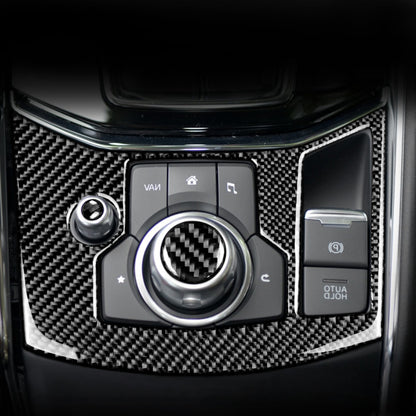 รถคาร์บอนไฟเบอร์เบรกมืออิเล็กทรอนิกส์แผงสติกเกอร์ตกแต่งสำหรับมาสด้า CX-5 2017-2018 ไดรฟ์ขวา, Electronic Handbrake Panel, Right Drive
