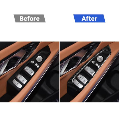 4 ใน 1 รถคาร์บอนไฟเบอร์กระจกหน้าต่าง Lift สติกเกอร์ตกแต่งสำหรับ BMW 3 Series G20/G28/325Li/330d/335 2019-2020, ซ้ายและขวาไดรฟ์ Universal, Window Glass Lift
