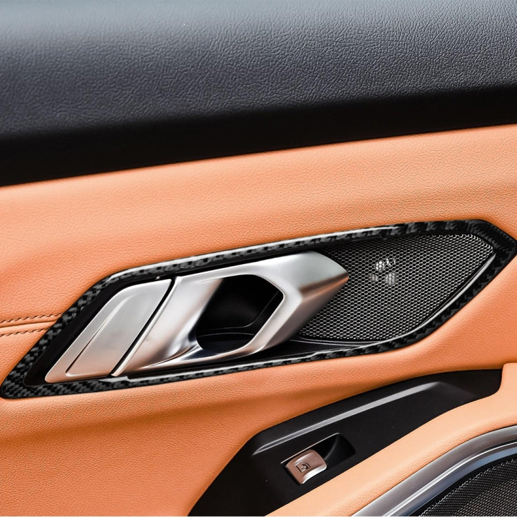 4 ใน 1 รถคาร์บอนไฟเบอร์มือจับประตูสติกเกอร์ตกแต่งสำหรับ BMW 3 Series G20/G28/325Li/330d/335 2019-2020, ไดรฟ์ซ้ายและขวาสากล, Door Handle