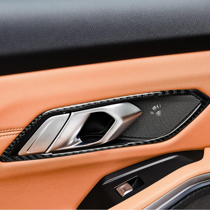 4 ใน 1 รถคาร์บอนไฟเบอร์มือจับประตูสติกเกอร์ตกแต่งสำหรับ BMW 3 Series G20/G28/325Li/330d/335 2019-2020, ไดรฟ์ซ้ายและขวาสากล, Door Handle