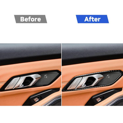 4 ใน 1 รถคาร์บอนไฟเบอร์มือจับประตูสติกเกอร์ตกแต่งสำหรับ BMW 3 Series G20/G28/325Li/330d/335 2019-2020, ไดรฟ์ซ้ายและขวาสากล, Door Handle