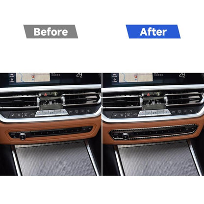 รถคาร์บอนไฟเบอร์ CD ปุ่มกรอบสติกเกอร์ตกแต่งสำหรับ BMW 3 Series G20/G28/325Li/330d/335 2019-2020, ซ้ายและขวาไดรฟ์ Universal, CD Button Frame