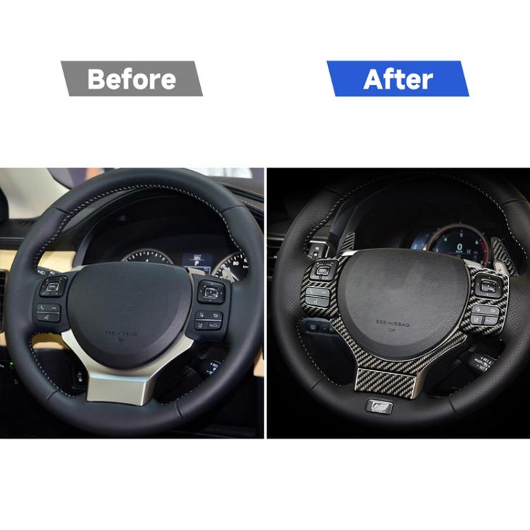 คาร์บอนไฟเบอร์รถยนต์พวงมาลัยปุ่มสติกเกอร์ตกแต่งสำหรับLexus NX200 / 200T / 300H 2014-2021,ซ้ายและขวาไดรฟ์Universal, Steering Wheel Button