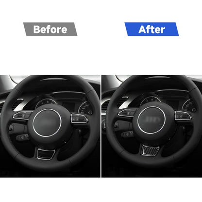 คาร์บอนไฟเบอร์พวงมาลัยสติกเกอร์ตกแต่งสำหรับ Audi A6 S6 C7 A7 S7 4G8 2012-2018, ซ้ายและขวา Universal, Steering Wheel