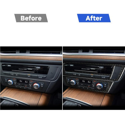 คาร์บอนไฟเบอร์เครื่องปรับอากาศ CD แผงตกแต่งสติกเกอร์สำหรับ Audi A6 S6 C7 A7 S7 4G8 2012-2018, ขวาไดรฟ์, Air Conditioning CD Panel, Right Drive