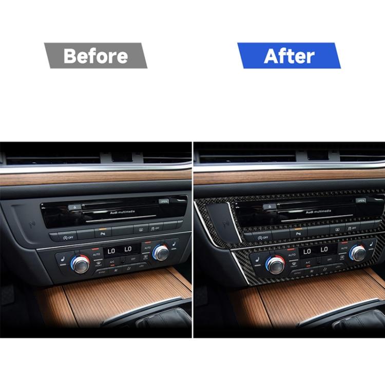 คาร์บอนไฟเบอร์เครื่องปรับอากาศCDแผงสติกเกอร์ตกแต่งสำหรับAudi A6 S6 C7 A7 S7 4G8 2012-2018,ไดรฟ์ซ้าย, Air Conditioning CD Panel, Left Drive