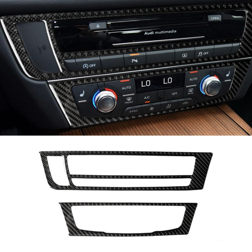 คาร์บอนไฟเบอร์เครื่องปรับอากาศCDแผงสติกเกอร์ตกแต่งสำหรับAudi A6 S6 C7 A7 S7 4G8 2012-2018,ไดรฟ์ซ้าย, Air Conditioning CD Panel, Left Drive