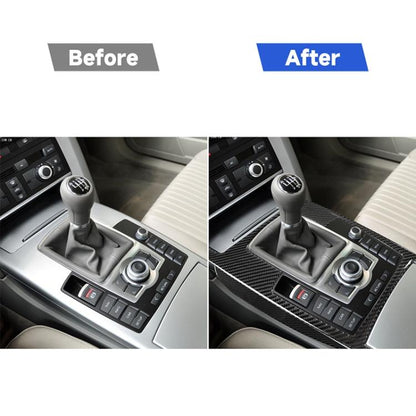 รถคาร์บอนไฟเบอร์ตำแหน่งเกียร์ + แผงด้านข้างสติกเกอร์ตกแต่งสำหรับ Audi A6 2005-2011, ไดรฟ์ซ้าย, การกำหนดค่าสูง, Gear Shift Position Left Drive, High Configuration