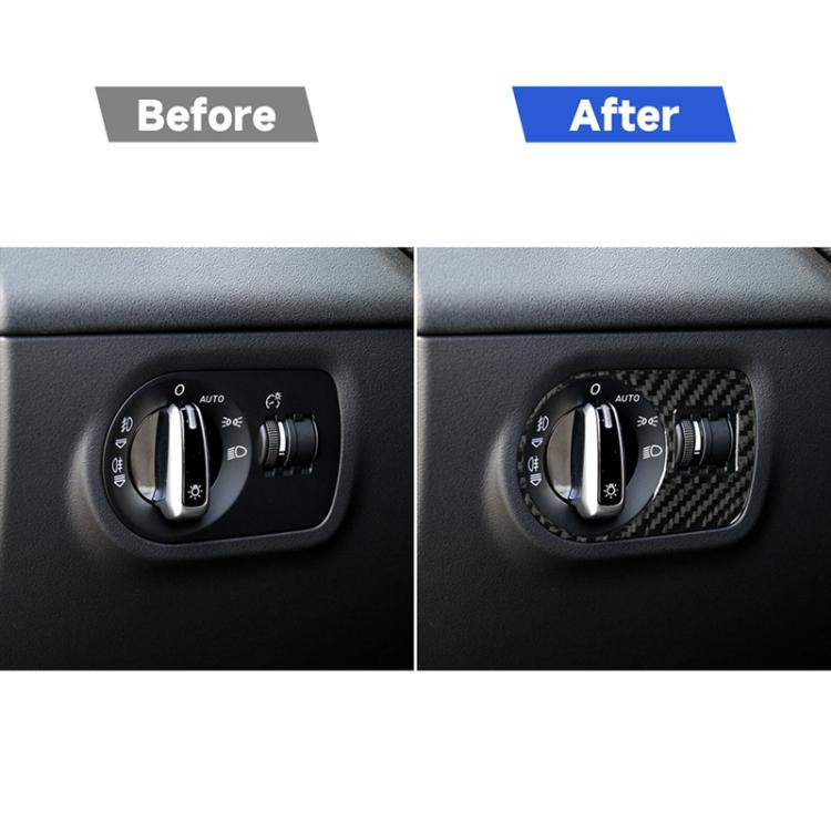 คาร์บอนไฟเบอร์ไฟหน้าสวิทช์สติกเกอร์ตกแต่งสำหรับ Audi TT 8n 8J MK123 TTRS 2008-2014,ไดรฟ์ซ้าย, Headlight Switch , Left Drive