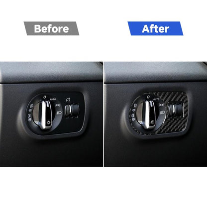 คาร์บอนไฟเบอร์ไฟหน้าสวิทช์สติกเกอร์ตกแต่งสำหรับ Audi TT 8n 8J MK123 TTRS 2008-2014,ไดรฟ์ซ้าย, Headlight Switch , Left Drive