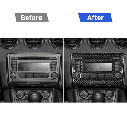 คาร์บอนไฟเบอร์เครื่องปรับอากาศ CD แผงสติกเกอร์ตกแต่งสำหรับ Audi TT 8n 8J MK123 TTRS 2008-2014, ไดรฟ์ซ้ายและขวา Universal, B สไตล์, Air Conditioning CD Panel B