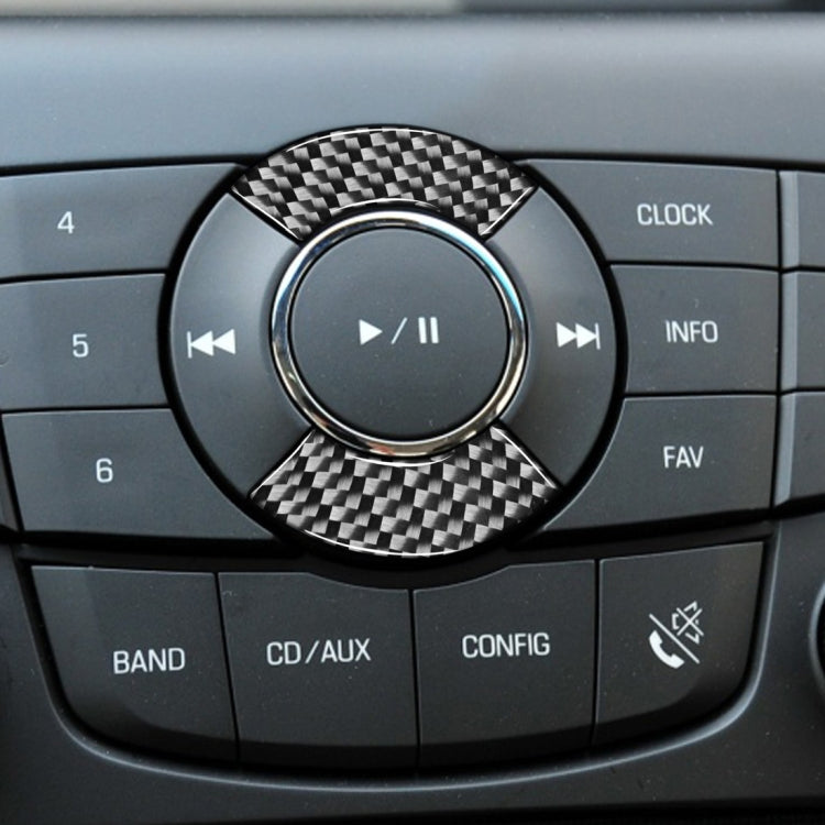 รถคาร์บอนไฟเบอร์ CD ปุ่มสติกเกอร์ตกแต่งสำหรับ Chevrolet Cruze 2009-2015,ซ้ายและขวา Universal, CD Button
