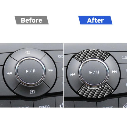 รถคาร์บอนไฟเบอร์ CD ปุ่มสติกเกอร์ตกแต่งสำหรับ Chevrolet Cruze 2009-2015,ซ้ายและขวา Universal, CD Button