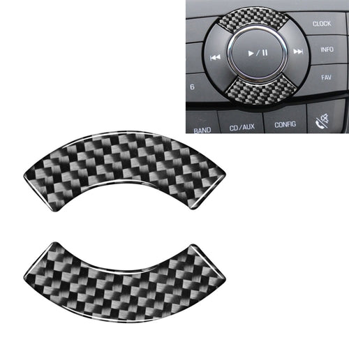 รถคาร์บอนไฟเบอร์ CD ปุ่มสติกเกอร์ตกแต่งสำหรับ Chevrolet Cruze 2009-2015,ซ้ายและขวา Universal, CD Button