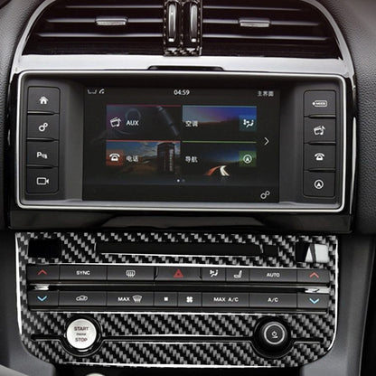 รถคาร์บอนไฟเบอร์เครื่องปรับอากาศแผงสติกเกอร์ตกแต่งสำหรับจากัวร์ F-PACE X761 XE X760 XF X260 2016-2020, ซ้ายและขวาไดรฟ์สากล, Air Conditioning Panel