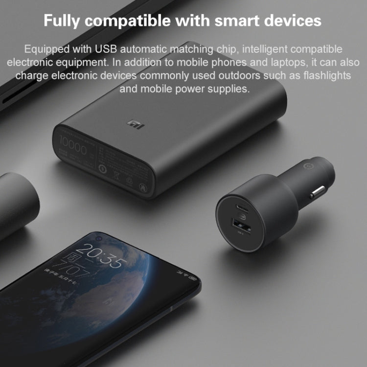 ต้นฉบับ Xiaomi CC07ZM 100W พอร์ตคู่ USB + USB-C / Type-C ที่ชาร์จแบตในรถรุ่นชาร์จเร็ว 1A1C, 100W