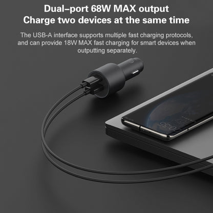 ต้นฉบับ Xiaomi CC07ZM 100W พอร์ตคู่ USB + USB-C / Type-C ที่ชาร์จแบตในรถรุ่นชาร์จเร็ว 1A1C, 100W