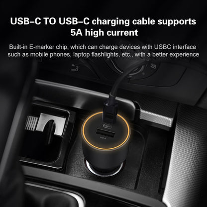 ต้นฉบับ Xiaomi CC07ZM 100W พอร์ตคู่ USB + USB-C / Type-C ที่ชาร์จแบตในรถรุ่นชาร์จเร็ว 1A1C, 100W