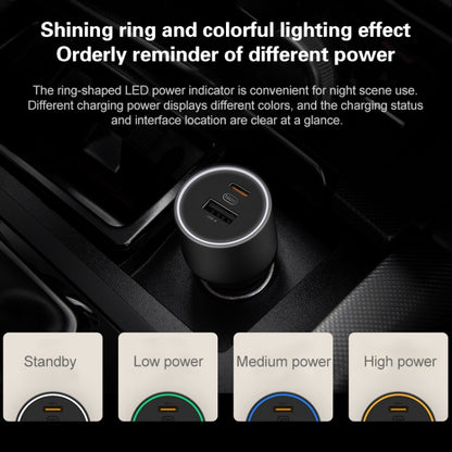 ต้นฉบับ Xiaomi CC07ZM 100W พอร์ตคู่ USB + USB-C / Type-C ที่ชาร์จแบตในรถรุ่นชาร์จเร็ว 1A1C, 100W