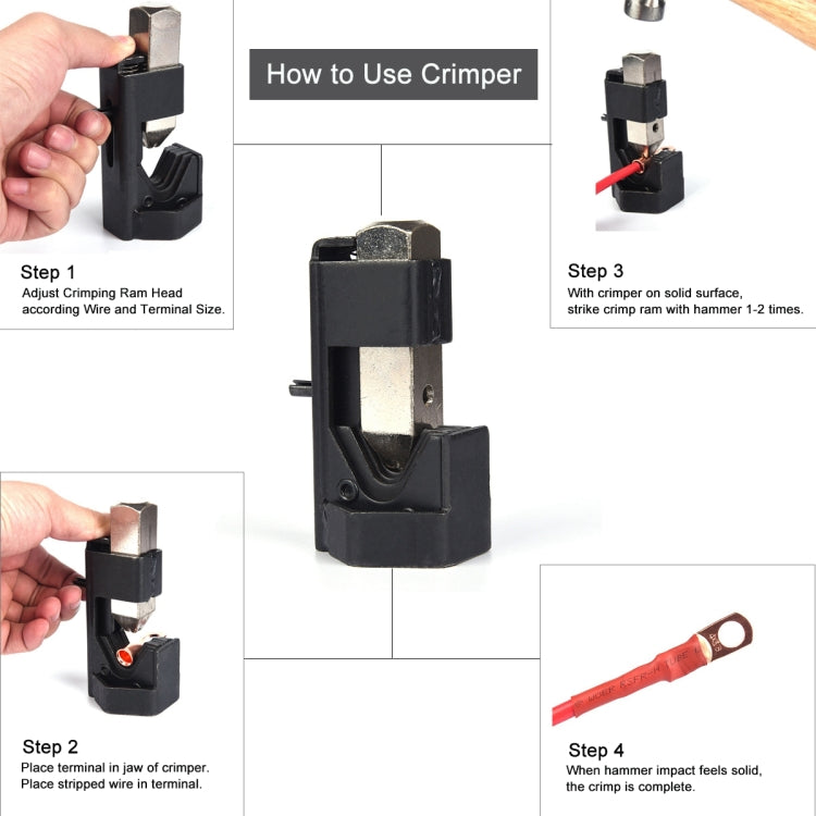 รถสายแบตเตอรี่ค้อนCrimper Hammer Lugเครื่องมือCrimperคีมT2 ทองแดง 6X3/8 Heavy-Duty Cold-Pressedลวดเทอร์มินัล, 6 x 3/8