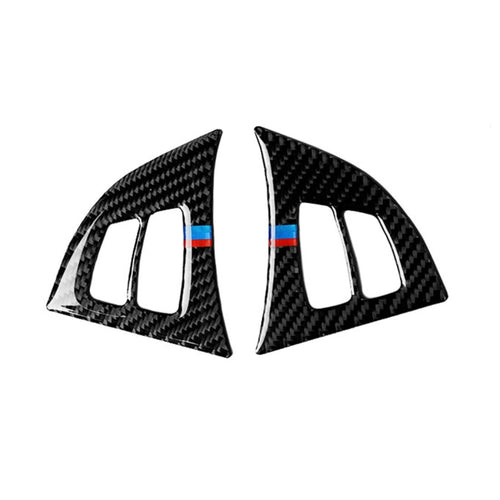 2 ใน 1 รถคาร์บอนไฟเบอร์ Tricolor พวงมาลัยปุ่มสติกเกอร์ตกแต่งสำหรับ BMW E70 X5 2008-2013, ซ้ายและขวาไดรฟ์ Universal, Steering Wheel Buttons(Tricolor)