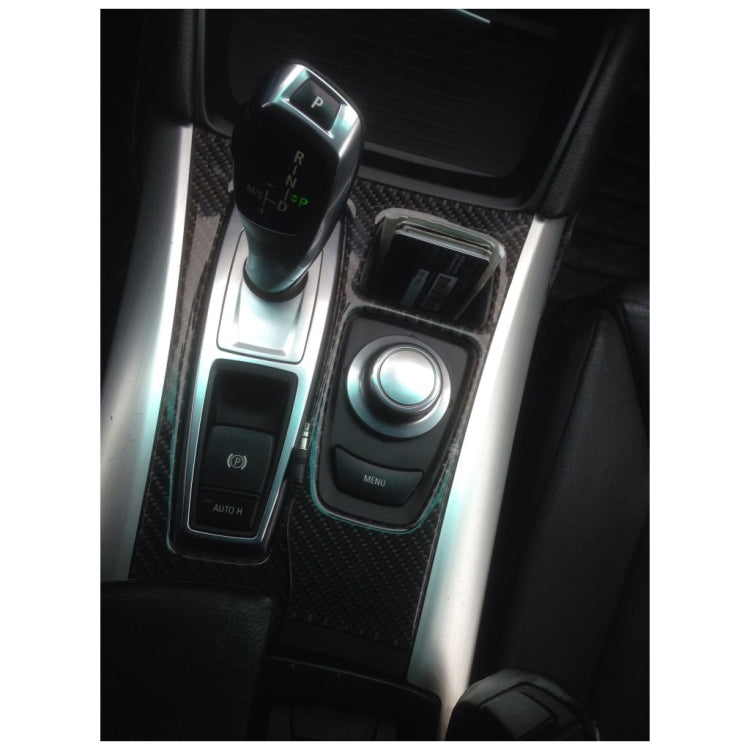 รถคาร์บอนไฟเบอร์สีทึบแผงเกียร์สติกเกอร์ตกแต่งสำหรับ BMW X5 2008-2013 / X6 2009-2014, การกำหนดค่าระดับต่ำไดรฟ์ซ้าย, Gear Panel