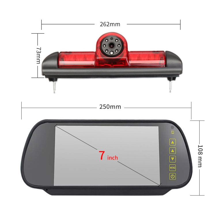 PZ460 รถกันน้ำ HD ตำแหน่งสูงไฟเบรคกล้อง + 7 นิ้วสำหรับ Fiat / Citroen / Peugeot, PZ460  + 7 inch Rearview Monitor