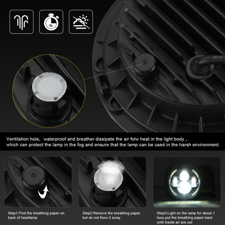 7 นิ้ว H4 / H13 DC 9V-30V 3000LM 3000K-6000K 25W รถทรงกลม LED ไฟหน้าสำหรับ Jeep Wrangler พร้อม Angel Eye, For Jeep Wrangler
